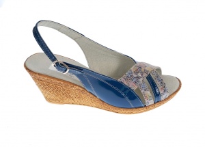 Sandale dama de vara cu platforme de 7 cm, din piele naturala lacuita, bleumarin, S50LACBLM - Img 3