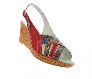Sandale dama de vara cu platforme de 7 cm, din piele naturala lacuita, rosie, S50LACROSU - Img 6