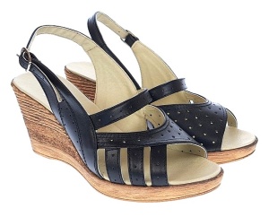 Sandale dama de vara cu platforme de 7 cm, din piele naturala, neagra, S64NBOX - Img 4