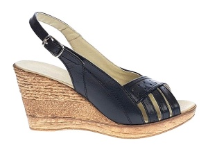 Sandale dama de vara cu platforme de 7 cm, din piele naturala, Negru S66NBOX