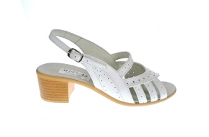 Sandale dama de vara cu toc de 5 cm, din piele naturala, alba, S26ABOX - Img 2
