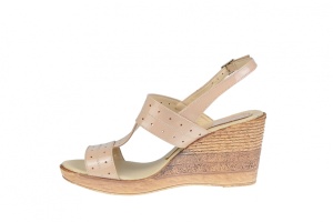 Sandale dama din piele naturala cu platforma de 8 cm S300LACBEJ - Img 4