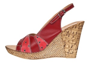 Sandale dama din piele naturala cu platforme de 10cm Rosu BVS47XR - Img 6