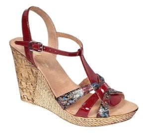 Sandale dama din piele naturala cu platforme de 10cm Rosu Floral BVS82LR - Img 6