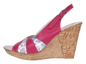 Sandale dama din piele naturala cu platforme de 10cm Roz Floral BVS47IVR - Img 9