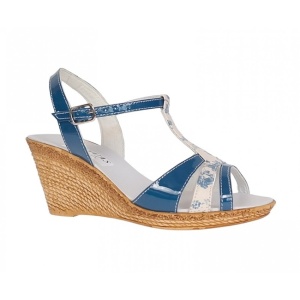 Sandale dama, din piele naturala cu platforme de 7.5cm, Albastru Indigo, S47LBL - Img 6