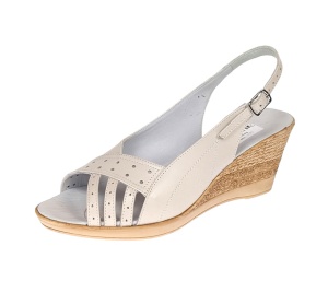 Sandale dama din piele naturala cu platforme de 7 cm Bej S66BEJ - Img 5