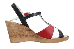 Sandale dama din piele naturala, cu platforme de 7 cm, negru - alb - rosu, MVS71RAN - Img 3