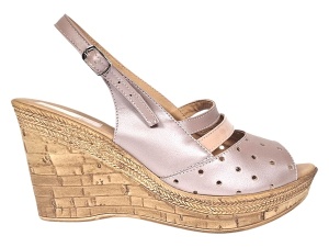 Sandale dama din piele naturala cu platforme de 8.5 cm Nude BVS46NUDL - Img 3
