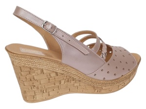 Sandale dama din piele naturala cu platforme de 8.5 cm Nude Floral BVS46XFN - Img 5