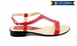 Sandale dama din piele naturala - Made in Romania S16RED - Img 4