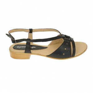 Sandale dama, din piele naturala, platforme de 2cm, culoare negru box- S36NBOX - Img 5