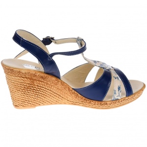 Sandale dama, din piele naturala, Toc 8 cm, Albastru Indigo, S48BLBOX - Img 3