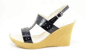 Sandale dama negre din piele naturala, cu platforme de 7 cm S46N2LAC - Img 3