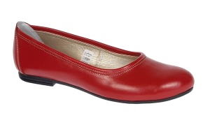 Balerini dama rosii casual din piele naturala - Eva