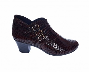 Botine dama din piele naturala Croco, Barete, Catarame argintii, Toc de 5 cm, GRENA - MVS63CTCRGR - Img 8