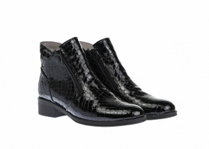 Botine dama negre din piele naturala croco lac NA316N - Img 2