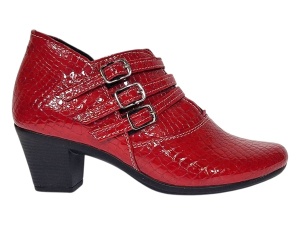 Botine dama rosii din piele naturala Croco cu toc de 6 cm BVS63CRR - Img 9