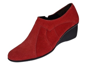 Botine dama rosii din piele naturala intoarsa cu platforme de 5 cm - Mira Velur - Img 8