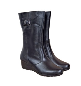 Cizme dama din piele naturala, cu fermoar, negru, Imblanite, Marimi 36 la 41 MVS30CZM - Img 3