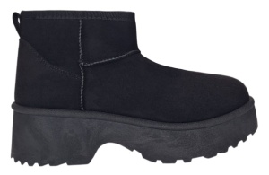 Cizme dama scurte din piele ecologica tip velur imblanite Urban Next Step A89BLACK - Img 2