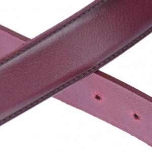 Curea barbati, casual-eleganta, din piele naturala, cusatura, visiniu, latime 3.4 cm - LS102V - Img 2