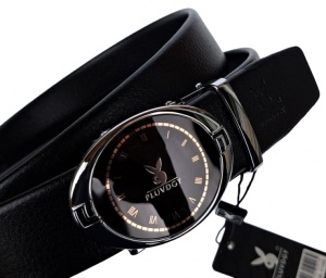 Curea barbati, casual, eleganta, din piele naturala, Negru 3.5cm - CK38N - Img 2