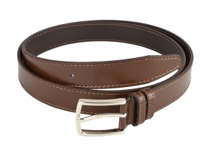 Curea barbati eleganta, cusuta, din piele naturala maro 2.9 cm - 00001393M - Img 2
