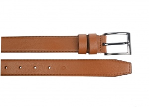 Curea barbati eleganta, cusuta, din piele naturala maro 3cm CLK100Mala CLK100M - Img 2