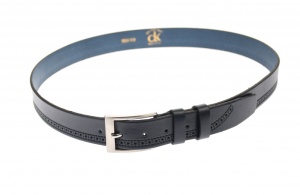 Curea barbati eleganta, din piele ecologica bluemarin 3.5 cm - DR1545BLMOD - Img 4