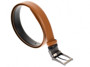 Curea barbati eleganta, din piele naturala,ecologica maro deschis 3.5 cm - DR1220NMD - Img 2