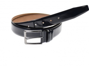 Curea barbati eleganta, din piele naturala lacuita bluemarin 3.5 cm - DR003LBLM