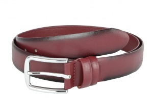 Curea barbati eleganta, din piele naturala, visinie 3.4 cm - 00002283VIS