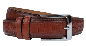 Curea barbati, eleganta, pentru costum, din piele naturala, Maro, 3.4cm - CK69M - Img 2