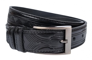 Curea barbati, eleganta, pentru costum, din piele naturala, Negru, 3.5cm - CK52N - Img 2