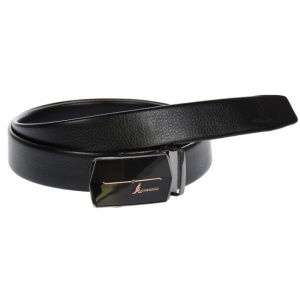 Curea din piele pentru barbati, catarama metalica fara ac, latime 3.5 cm, lungime reglabila, negru - LS209NSBR