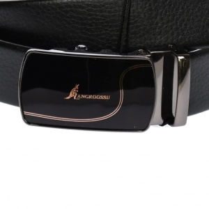 Curea din piele pentru barbati, catarama metalica fara ac, latime 3.5 cm, lungime reglabila, negru - LS208NSBR - Img 3