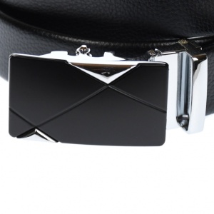 Curea din piele pentru barbati, catarama metalica fara ac, latime 3.5 cm, lungime reglabila, negru - LS240NSS - Img 3
