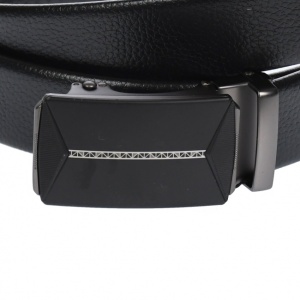 Curea din piele pentru barbati, catarama metalica fara ac, latime 3.5 cm, lungime reglabila, negru - LS235NNS - Img 3