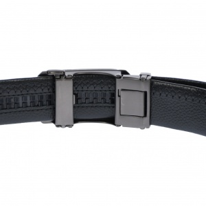Curea din piele pentru barbati, catarama metalica fara ac, latime 3.5 cm, lungime reglabila, negru - LS232NNS - Img 3