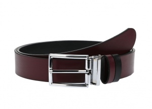 Curea eleganta barbati din piele naturala, Visiniu - 00001397VIS
