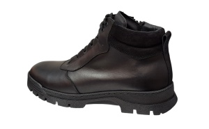 Ghete barbati casual din piele naturala cu fermoar imblanite Negru KAYRO - Img 2