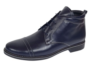 Ghete barbati casual din piele naturala imblanite Bleumarin BOND1BL - Img 2