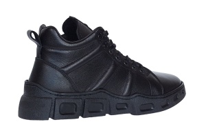 Ghete barbati casual din piele naturala (imblanite) Negru VIK851N - Img 3