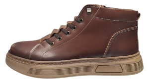 Ghete barbati casual din piele naturala maro cu fermoar imblanite GS2021GM - Img 2