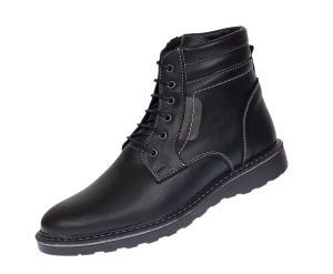 Ghete barbati din piele naturala cu siret si fermoar (imblanite) Corsa Negru GKR7XN - Img 6