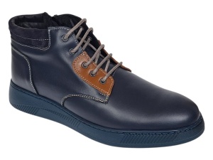 Ghete barbati din piele naturala imblanite, bleumarin, GKR36BL