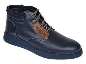 Ghete barbati din piele naturala imblanite, bleumarin, GKR36BL - Img 5