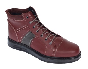 Ghete barbati din piele naturala imblanite Bordo, GKR40VIS - Img 2