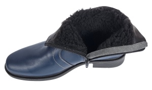 Ghete barbati din piele naturala, imblanite, elegante, cu fermoar, Bleumarin - GB99BLA1 - Img 4